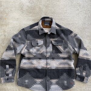 JACHS New York Jacket Mens XL   Gray Aztec Sherpa Lined Western Snap Bomber